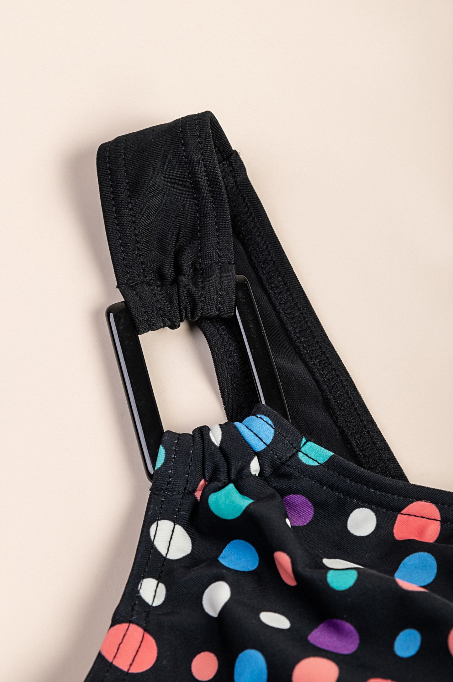 Costume da bagno taglie forti con stampa a pois, nero