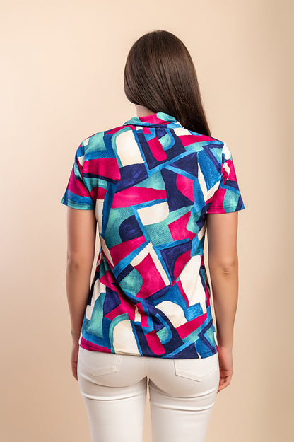 T-shirt stampata con colletto, VAR2