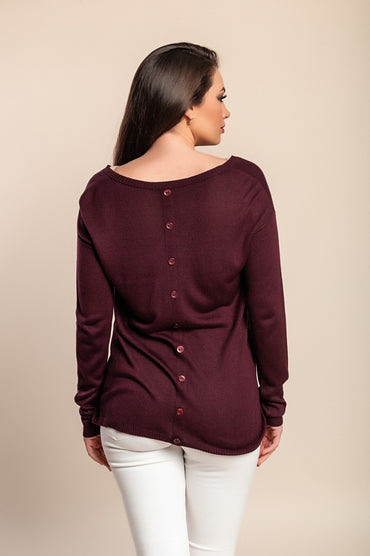 Maglione con bottoni, viola