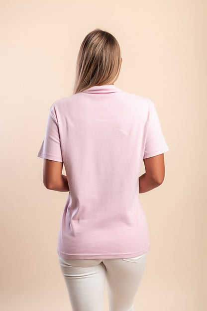 T-shirt in cotone con colletto, turchese