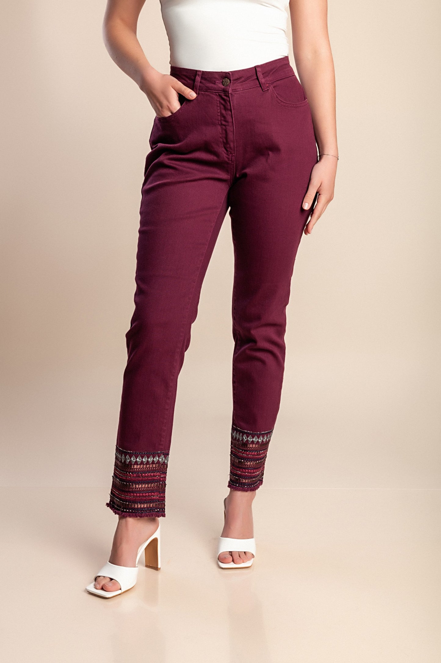 Pantaloni di cotone taglie forti, viola