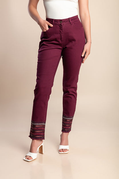 Pantaloni di cotone taglie forti, viola