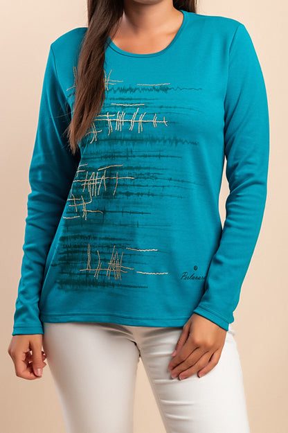 Maglia in cotone a maniche lunghe, menta