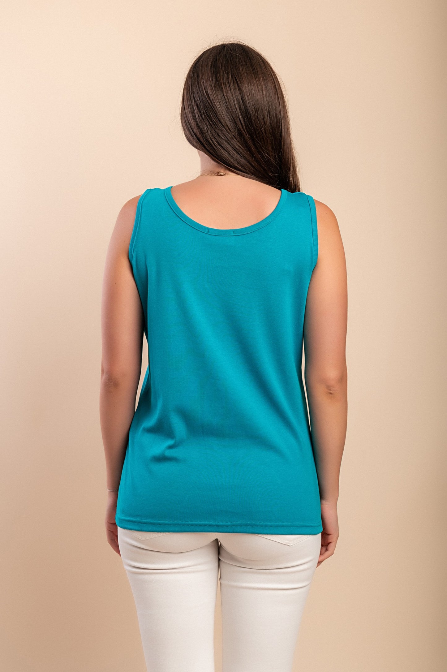 Top in cotone stampato, turchese