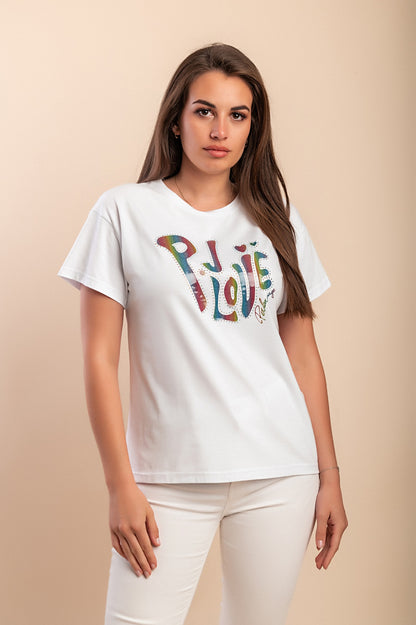 T-shirt in cotone con stampa, bianca