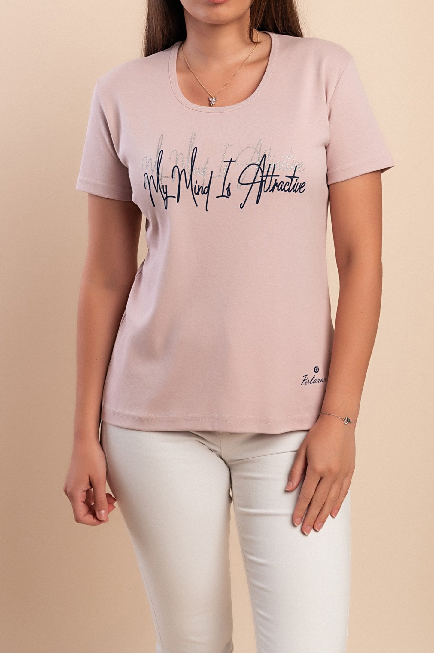 T-shirt in cotone con stampa, azzurra