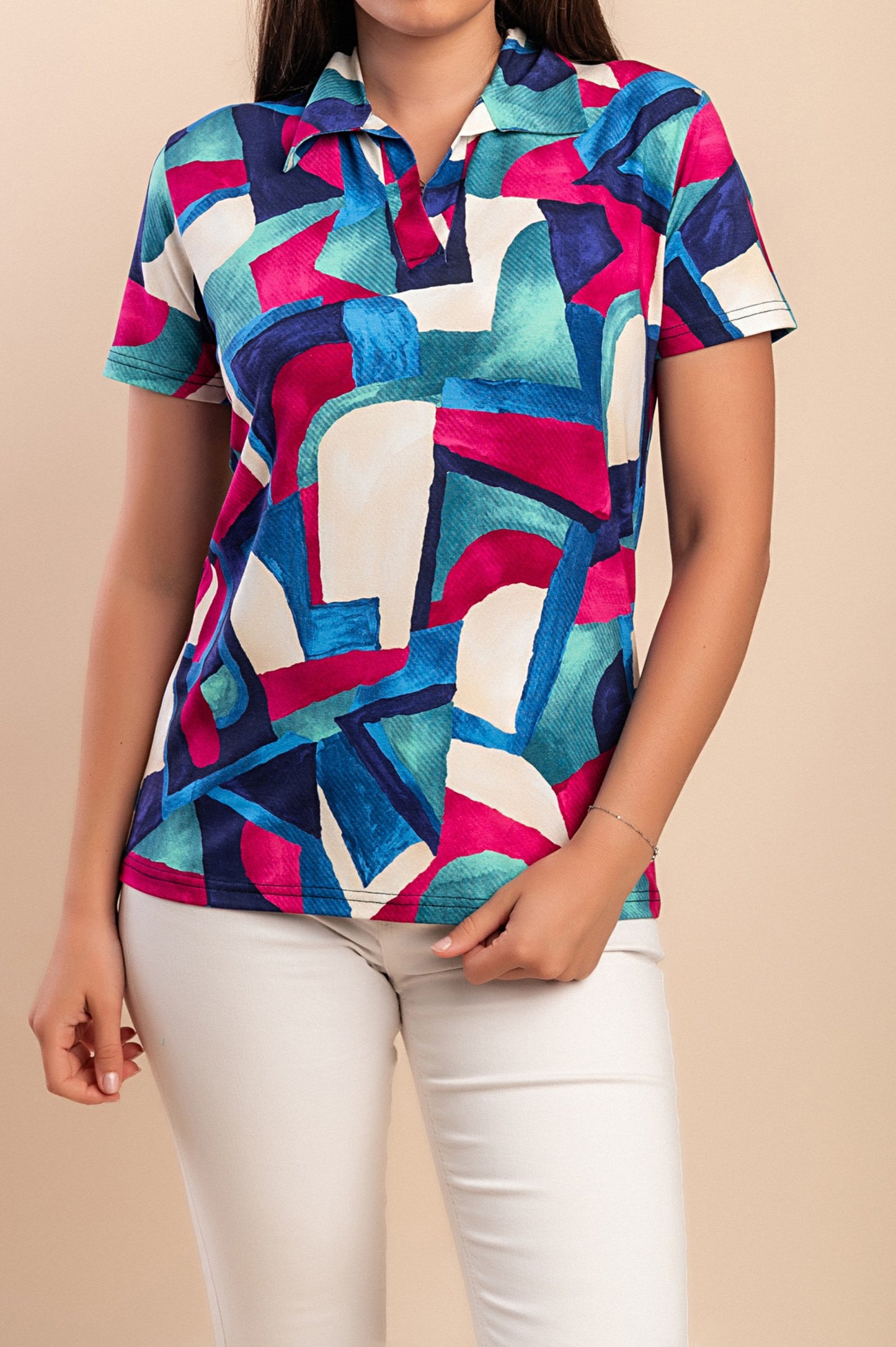 T-shirt stampata con colletto, VAR2