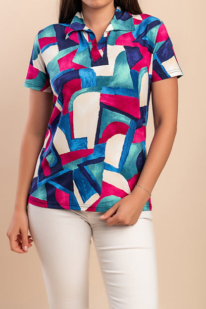 T-shirt stampata con colletto, VAR2