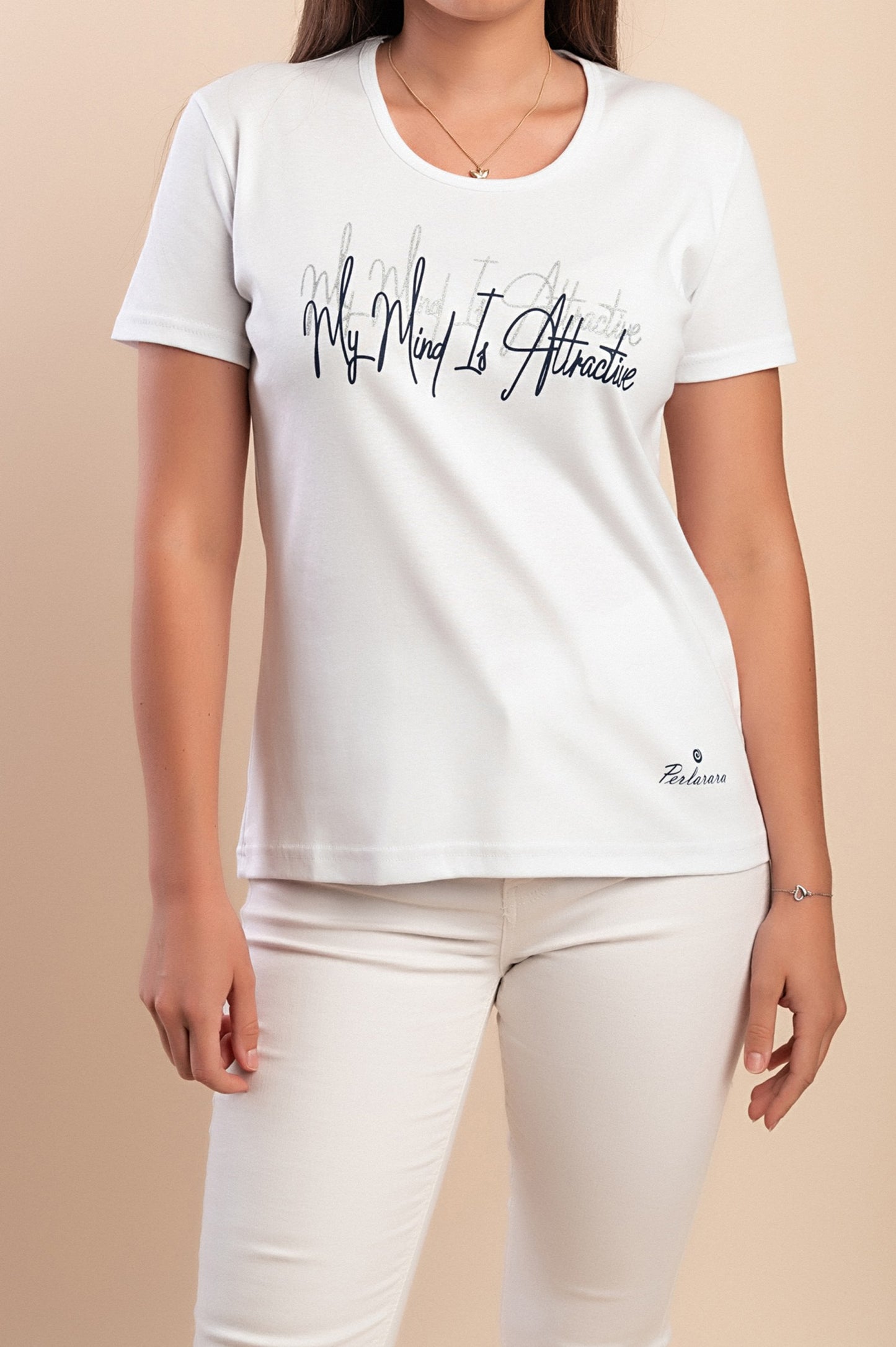 T-shirt in cotone con stampa, azzurra