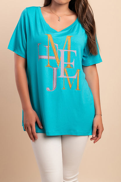 T-shirt stampata, blu