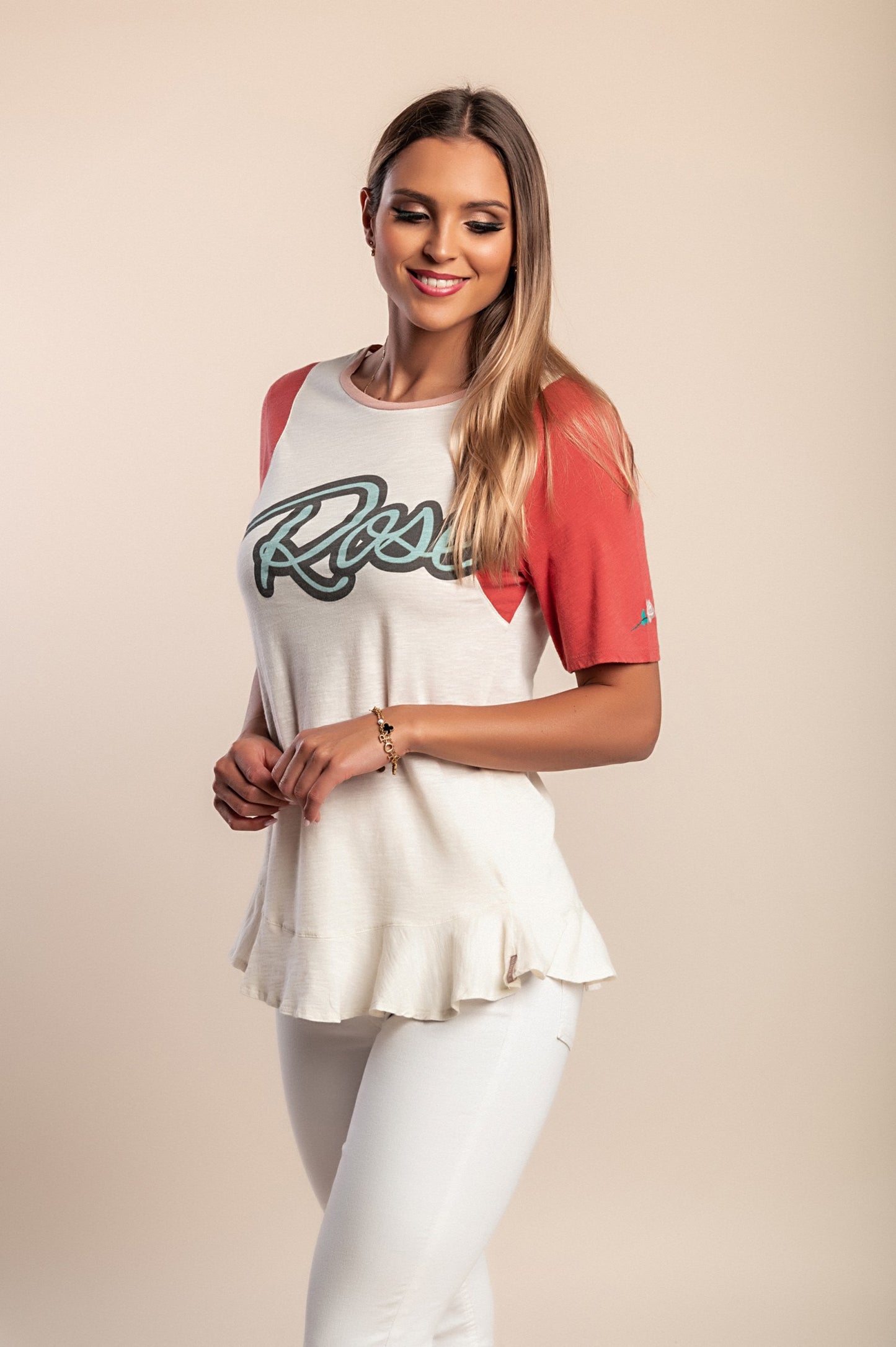 Maglietta in cotone, beige