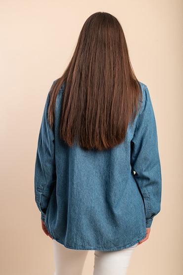 Camicia in denim taglie forti, blu