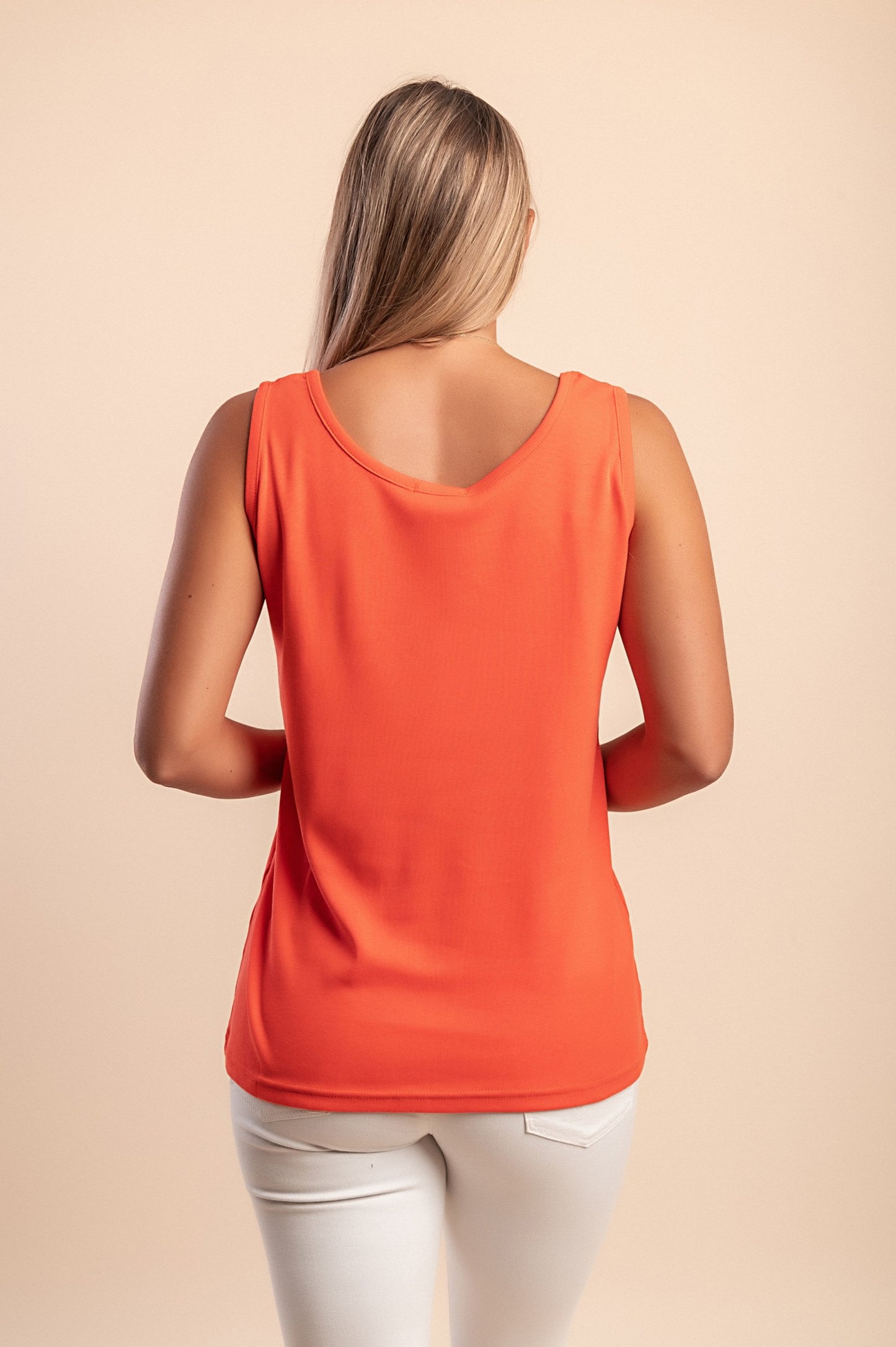 Top senza maniche in cotone, arancione