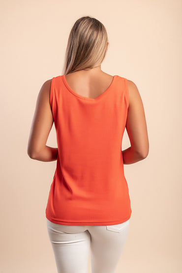 Top senza maniche in cotone, arancione