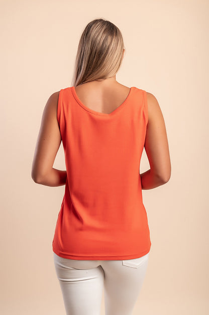 Top senza maniche in cotone, arancione
