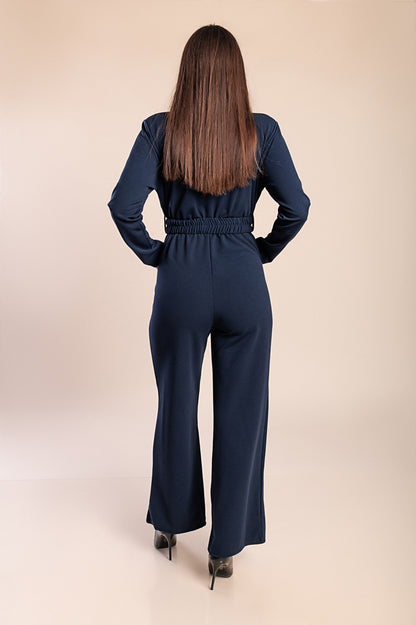 Tuta elegante a maniche lunghe, blu scuro