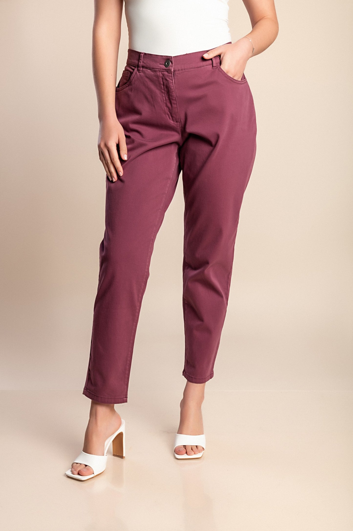 Pantaloni di cotone taglie forti, viola