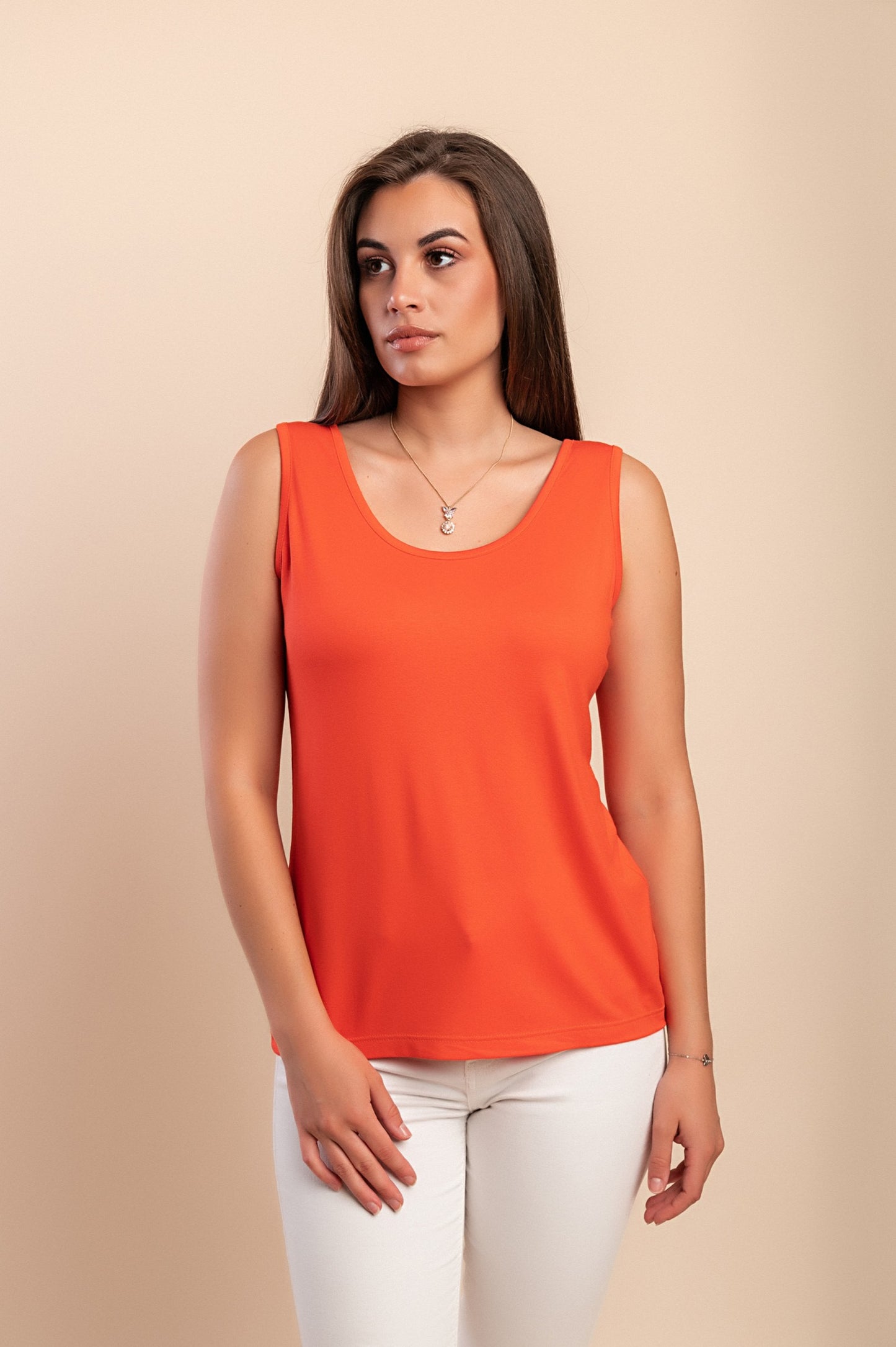 Top senza maniche in cotone, rosa