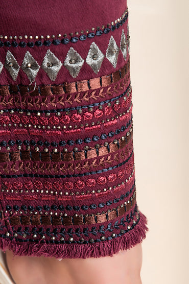 Pantaloni di cotone taglie forti, viola