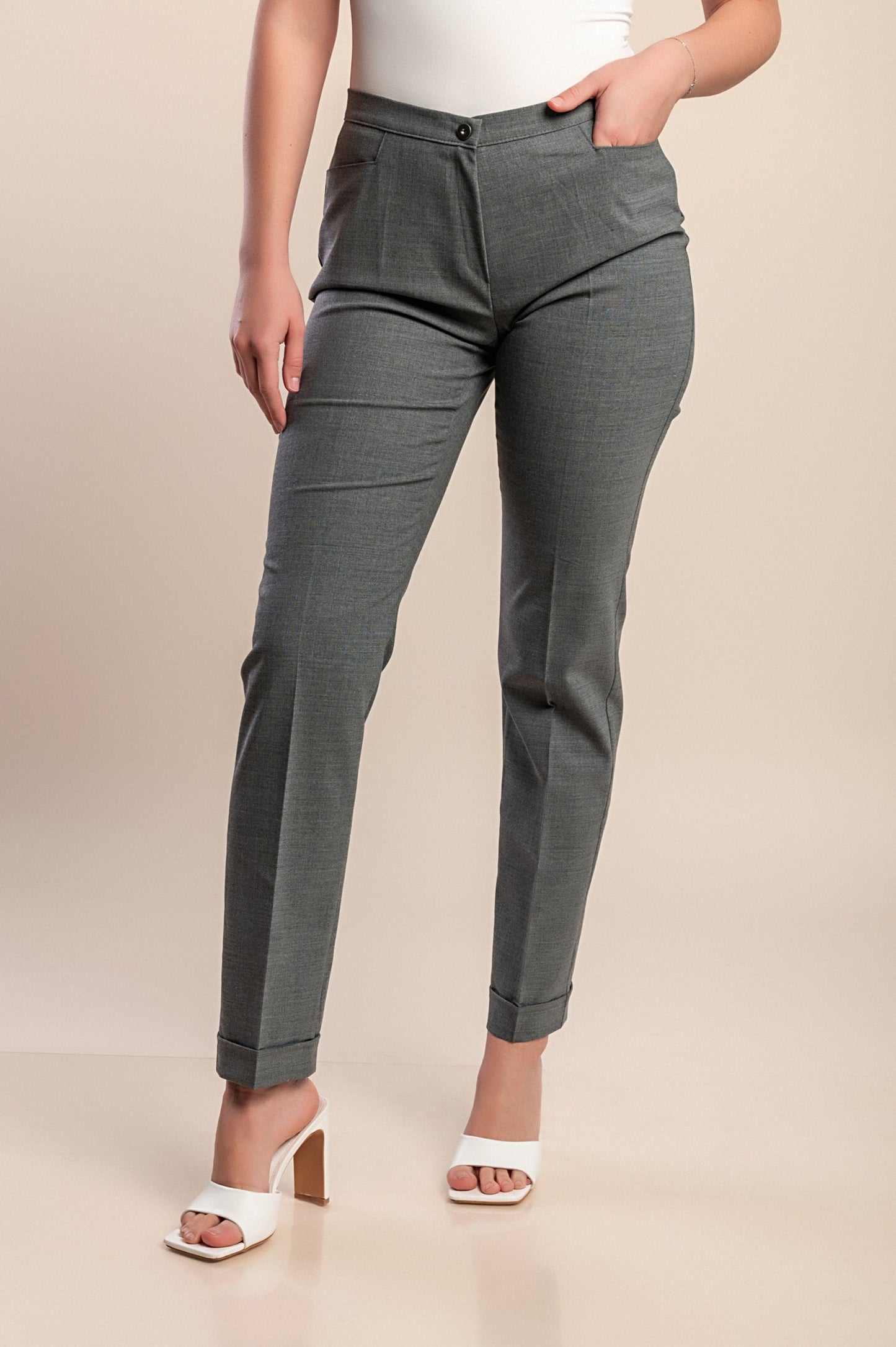 Pantaloni taglie forti, grigi