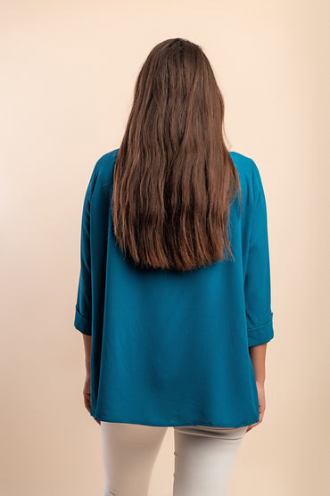 Blusa con maniche 3/4, petrolio