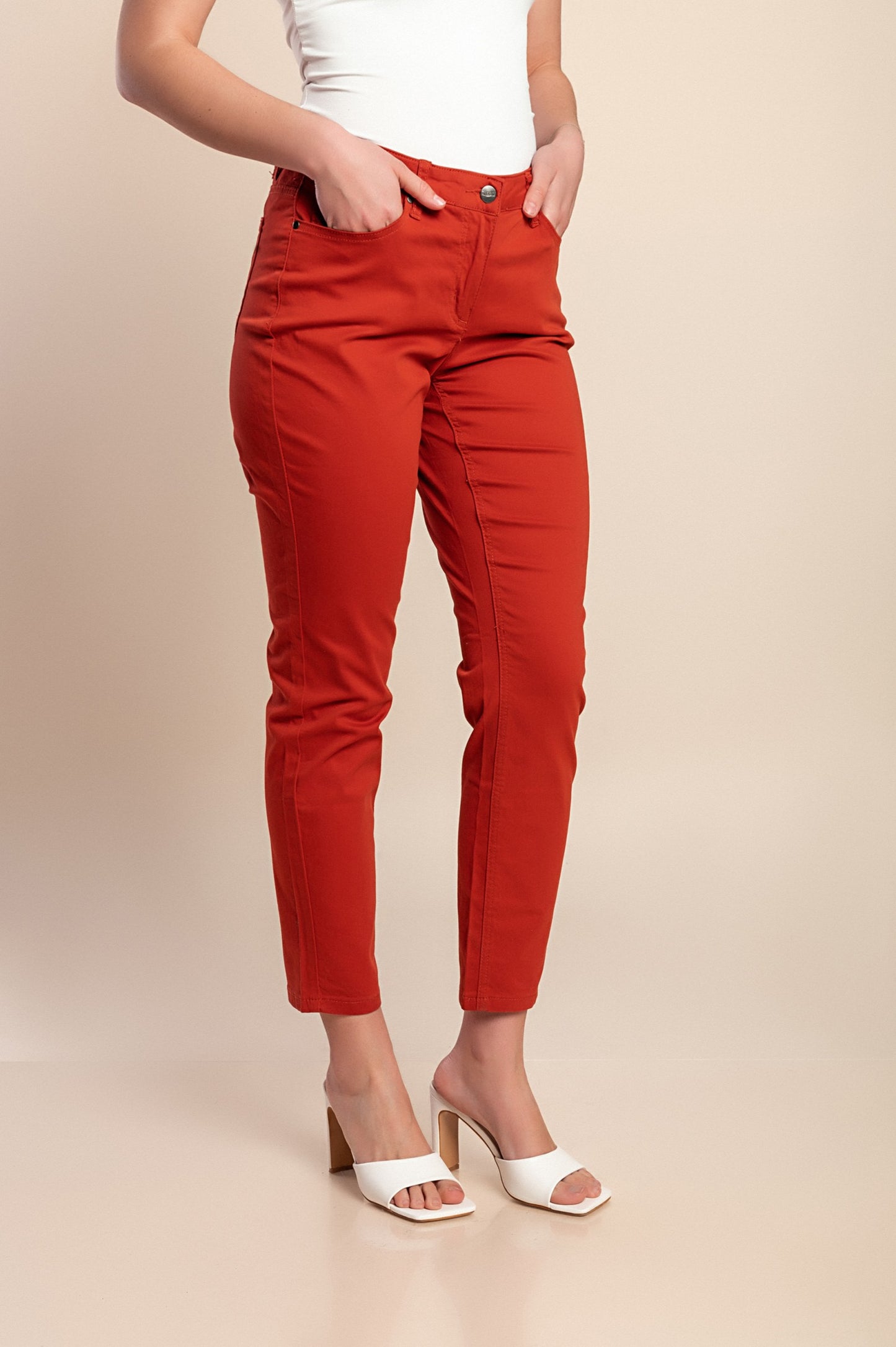 Pantaloni di cotone taglie forti, mattone