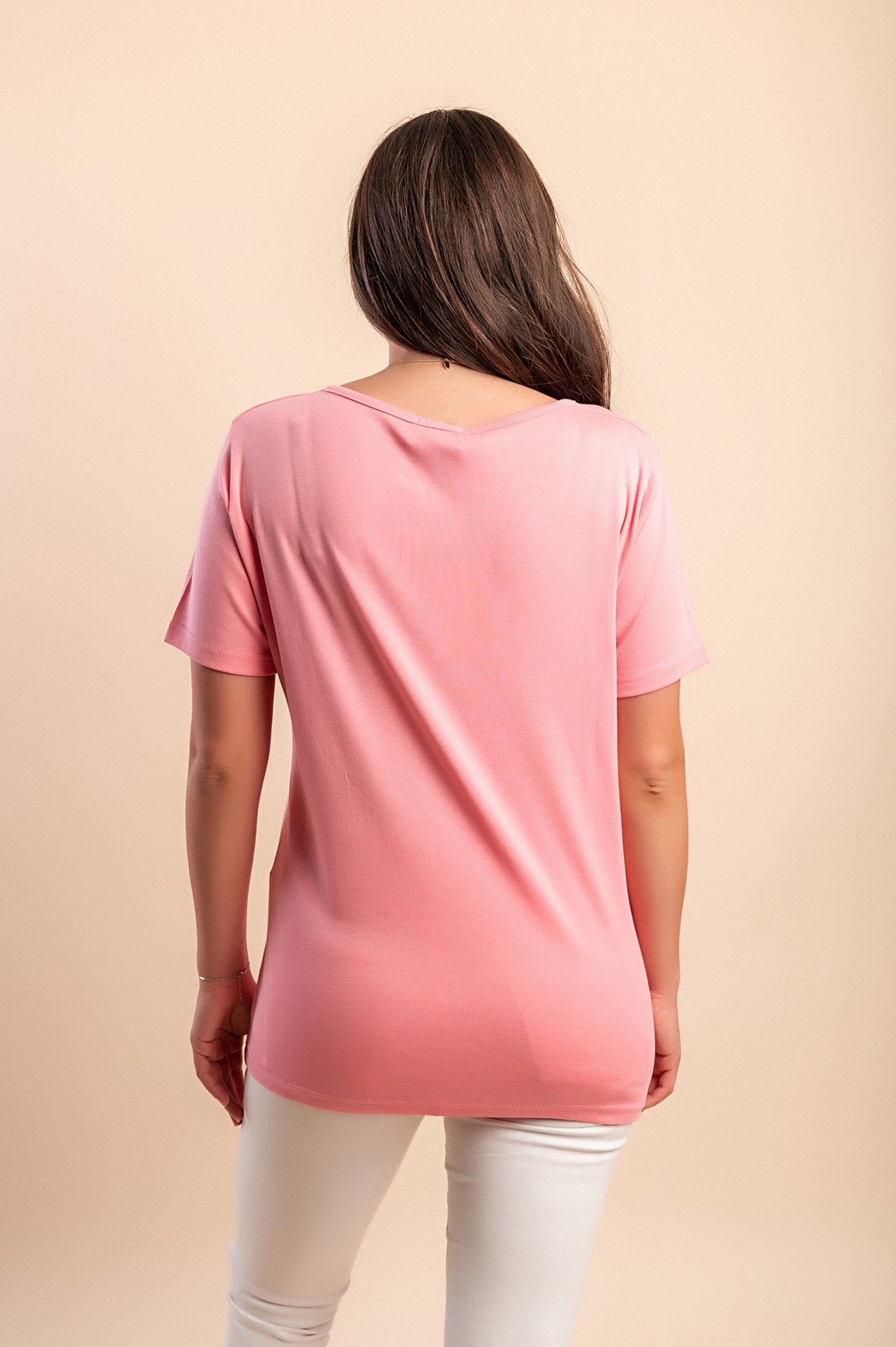 T-shirt in cotone con scollo rotondo, rossa