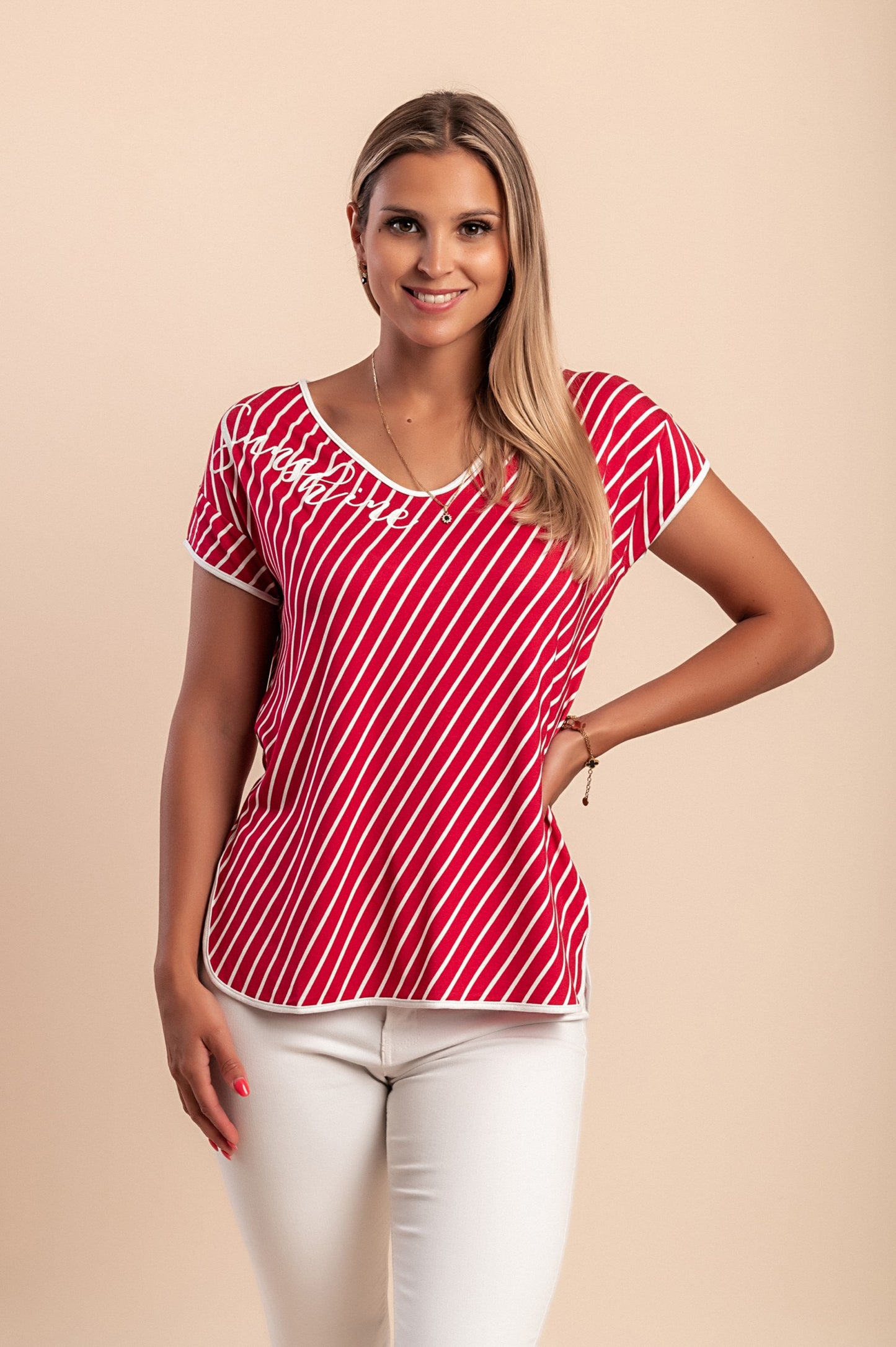 Maglietta a righe, rossa