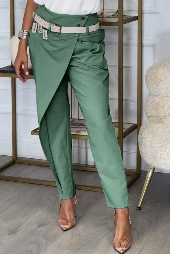 Pantaloni eleganti con volant, neri
