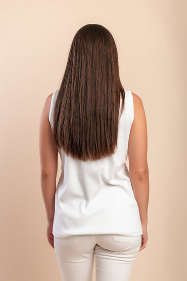 Top senza maniche in cotone, bianco
