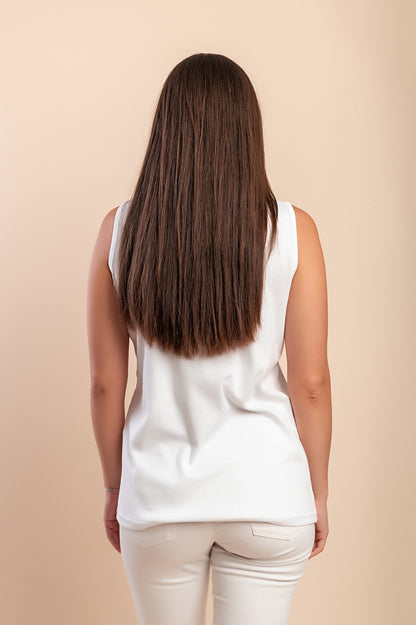 Top senza maniche in cotone, bianco