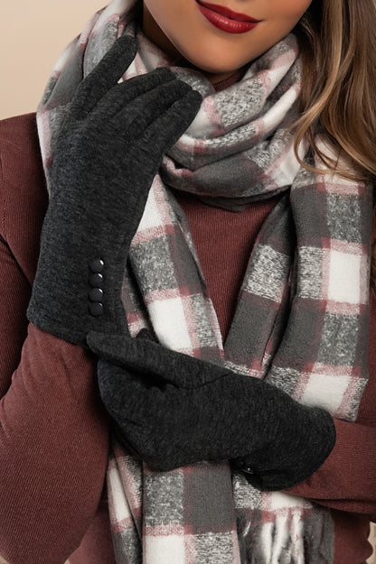 Guanti con bottoni decorativi, grigio chiaro
