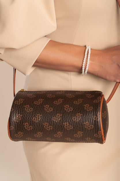 Borsa piccola con stampa, marrone