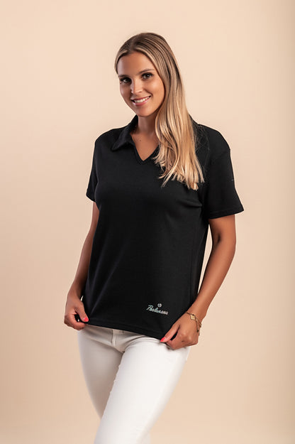 T-shirt in cotone con colletto, bianca