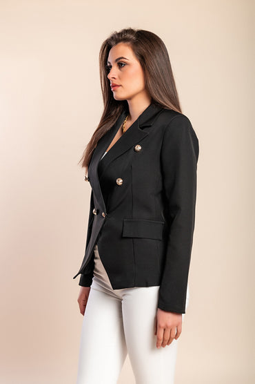 Blazer con bottoni decorativi, nero