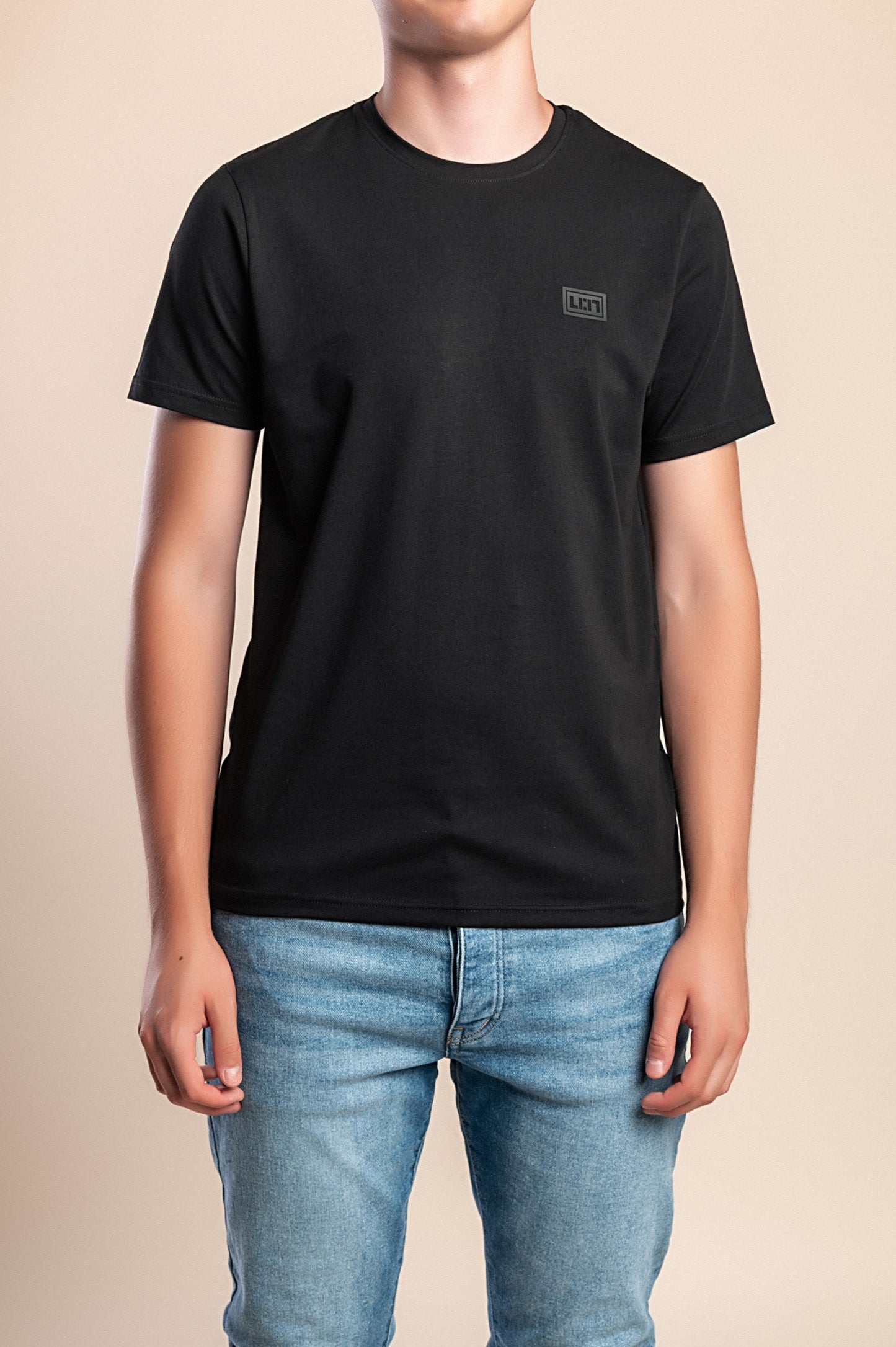 T-shirt da uomo in cotone, nera