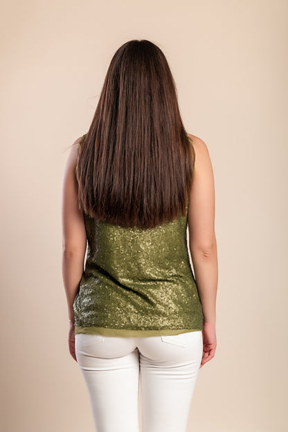 Top taglie forti con paillettes, verde
