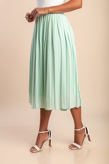 Gonna plissettata taglie forti, menta
