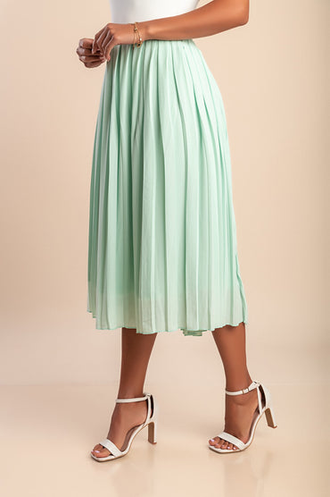 Gonna plissettata taglie forti, menta