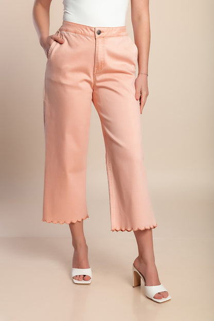 Pantaloni a vita alta 7/8, rosa chiaro