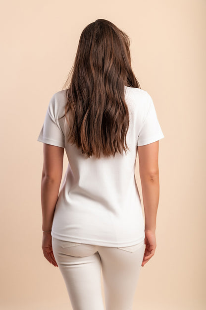 T-shirt in cotone con stampa, turchese