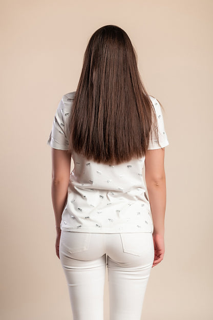 T-shirt stampata taglie forti, bianca