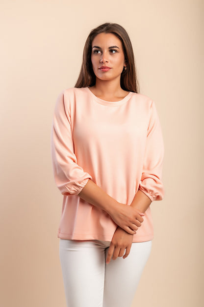 Camicetta a maniche lunghe taglie forti, rosa chiaro