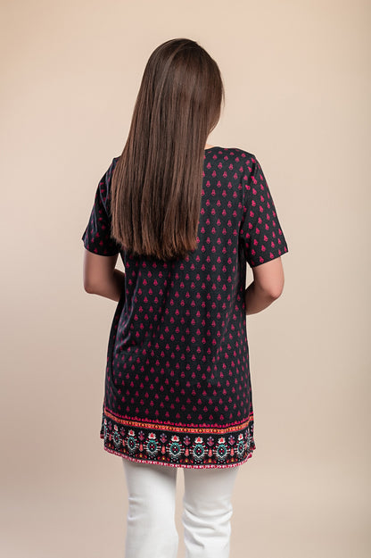 Tunica stampata taglie forti, nera