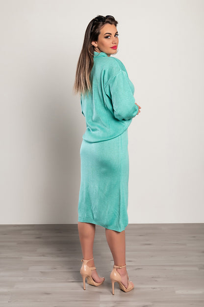 Set composto da gonna e top lungo in maglia, turchese