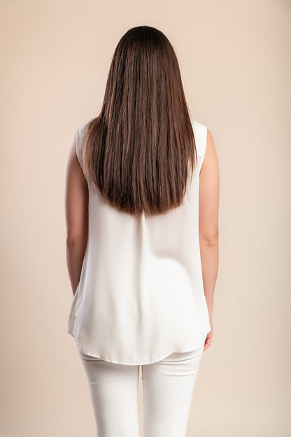 Camicetta taglie forti con bottoni, bianca