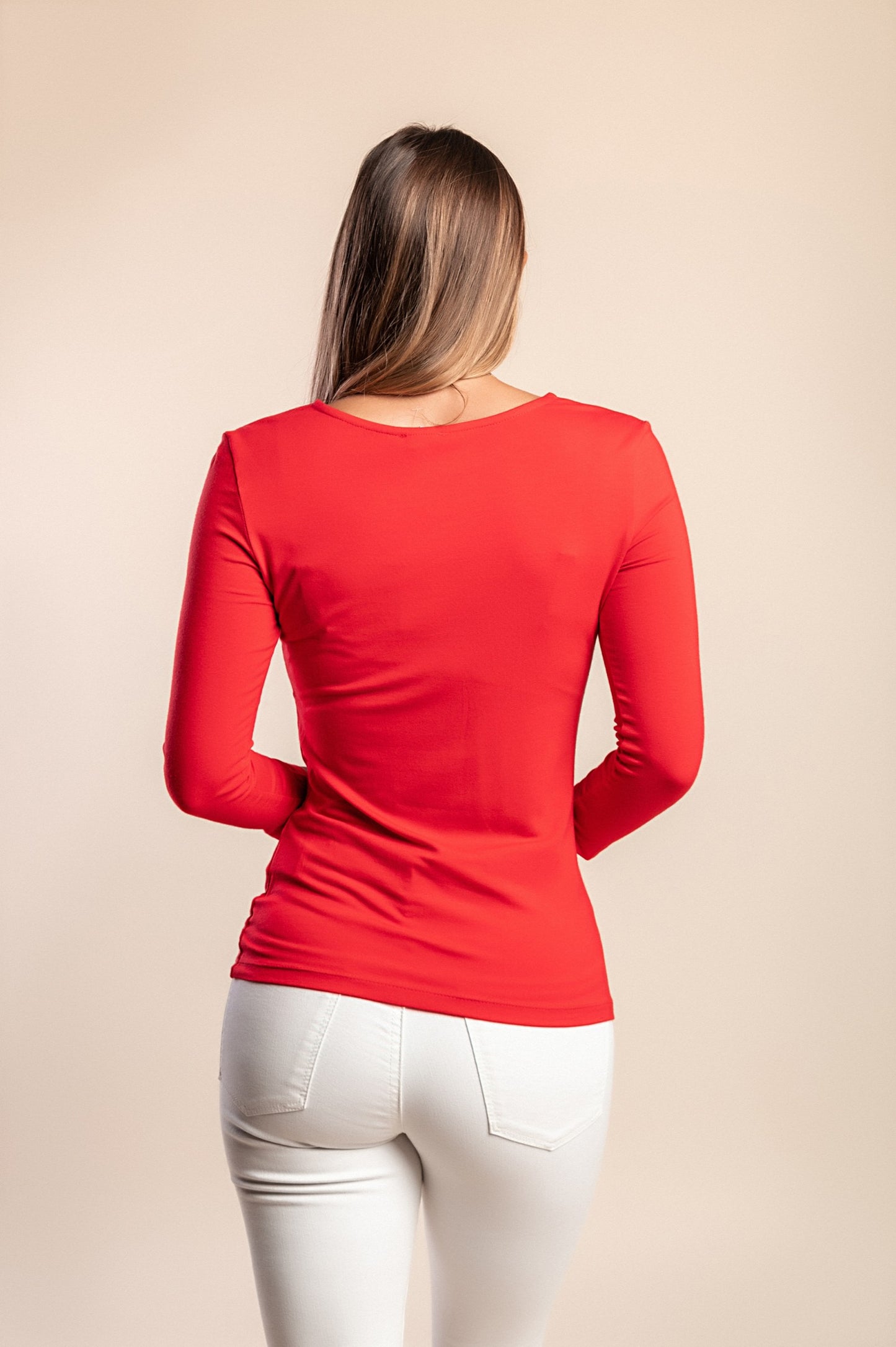 Top con maniche a 3/4, rosso