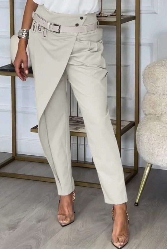 Pantaloni eleganti con volant, neri