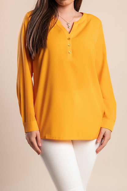 Camicetta con bottoni decorativi, gialla