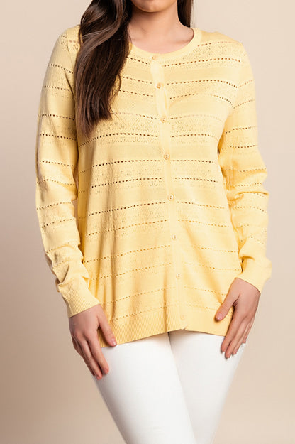 Maglia a maniche lunghe in maglia, gialla